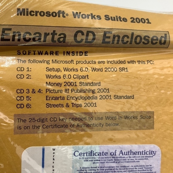 NEW Old Stock Microsoft Works Suite 2001 Encarta Set of 6 CDs SEALED - Picture 6 of 9
